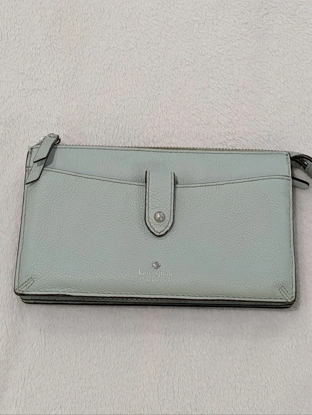 Kate Spade Light Blue Leather Zip Wallet Clutch